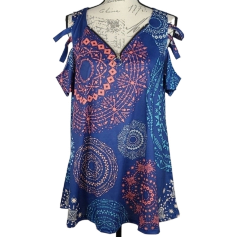 Mandala Print Blue Multicolor Top